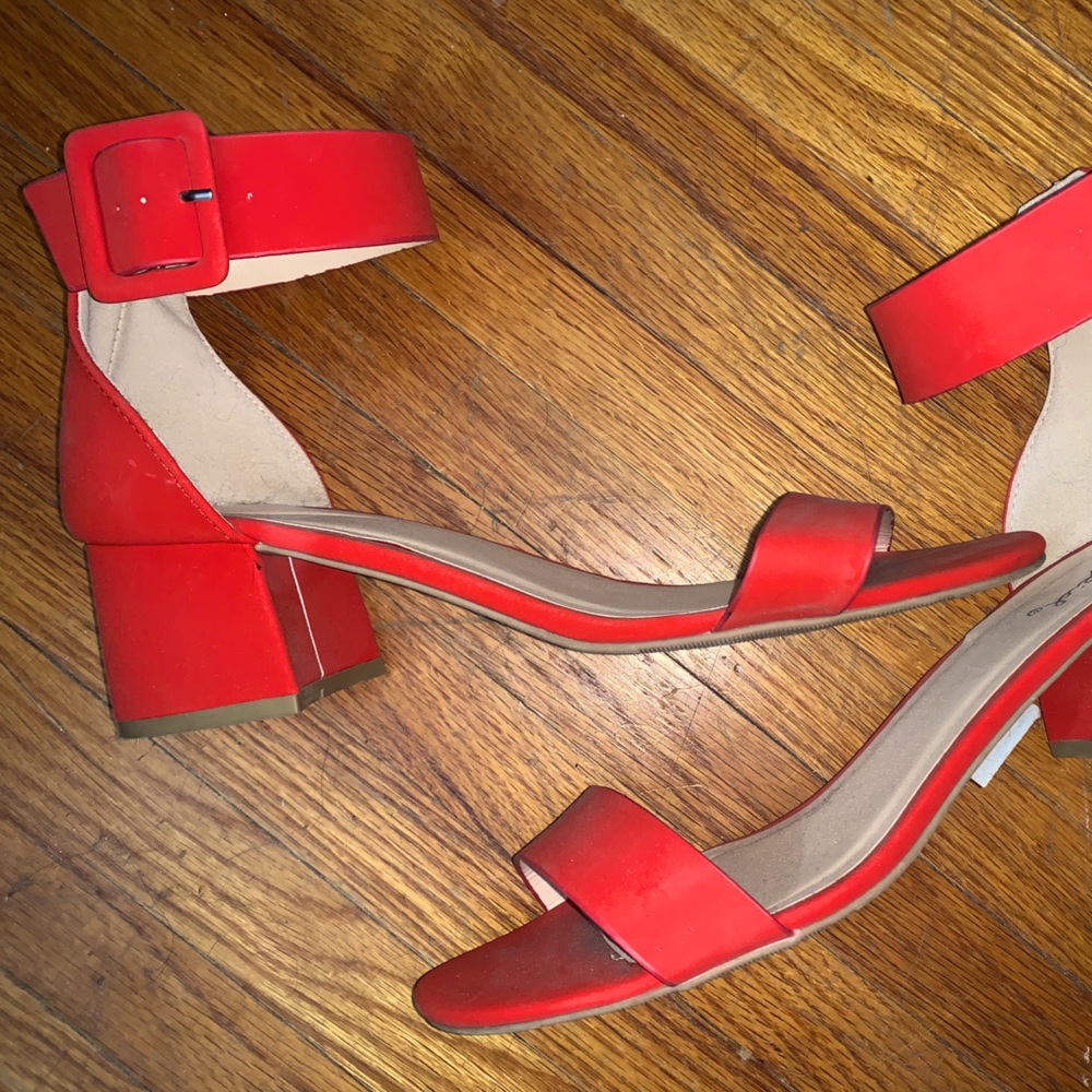 Qupid Red blocked heel